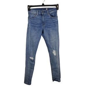 Levis 721 Jeans 26x30 Womens High Rise Skinny Leg Medium Wash Distressed Denim B